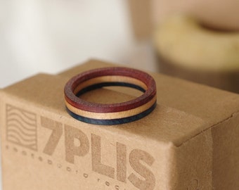 skateboard recycled wood ring