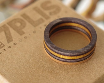 skateboard recycled wood ring