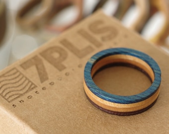 skateboard recycled wood ring