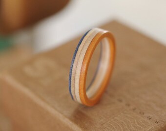 skateboard recycled wood ring