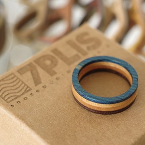 skateboard recycled wood ring