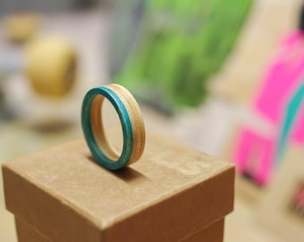 skateboard recycled wood ring