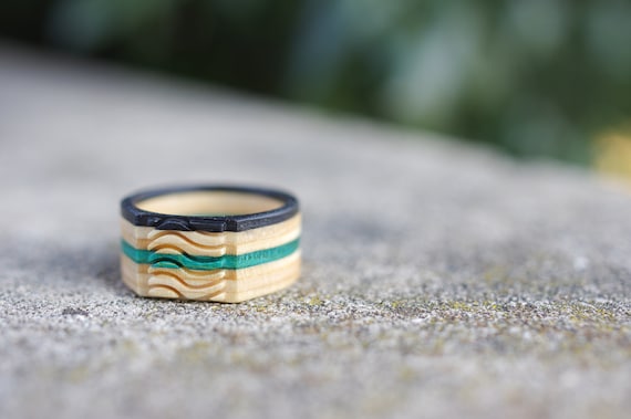 Bague 7PLIS skateboard recycle bois Etsy France