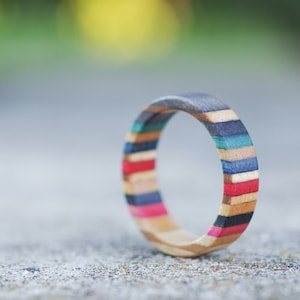 skateboard recycled wood ring image 1