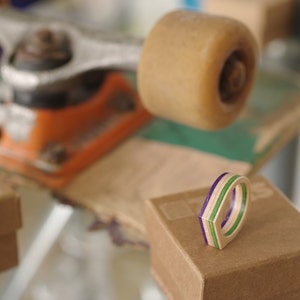 skateboard recycled wood ring image 4