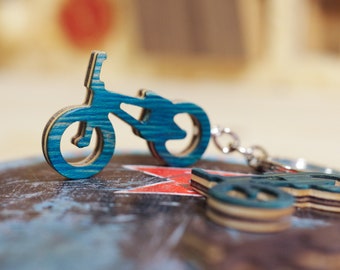Brelok na klucze do deskorolki BMX z recyklingu, zielone, niebieskie, czarne, żółte drewno, drewno 7PLIS, wyprodukowane we Francji