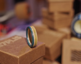 skateboard recycled wood ring