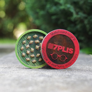 7PLIS Recycled Skateboard Grinder black yellow orange pink turtoise wood