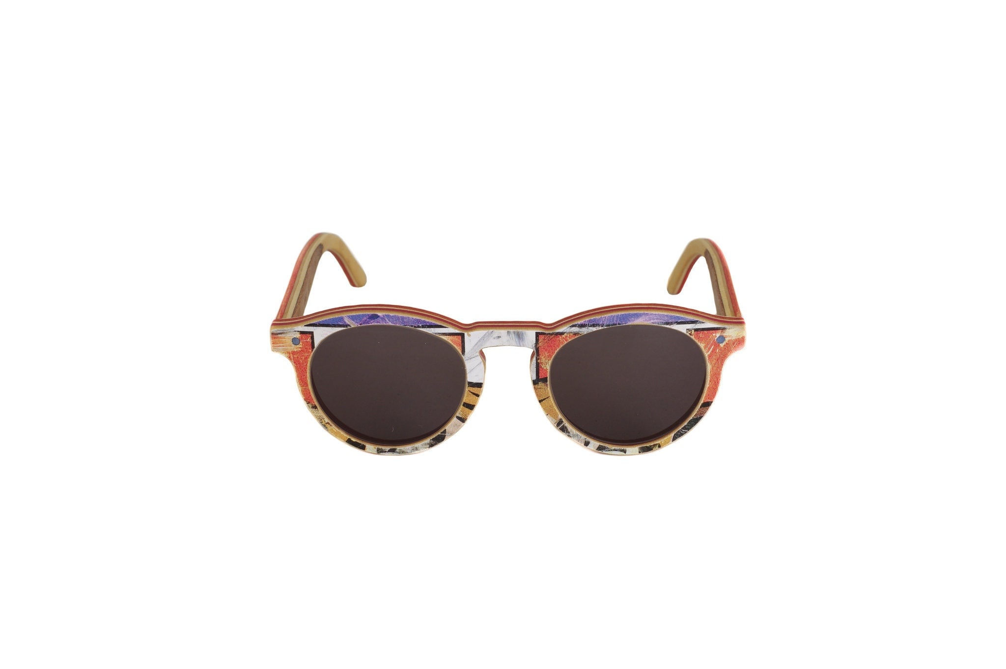 Skateboard Recycled Sunglasses BOWL Shape ! Red White Orange  display picture 1