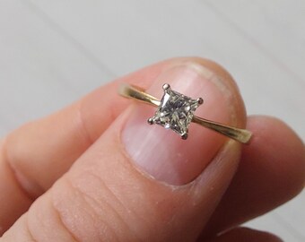 18ct Yellow Gold 0.50ct Natural Diamond Princess Solitaire Ring