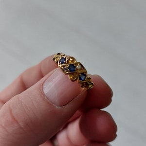18ct Gold Vintage Antique Diamond & Sapphire Ring