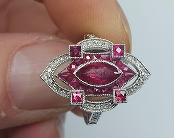 Platinum 1.19ct Ruby and Diamond Vintage Ring #364