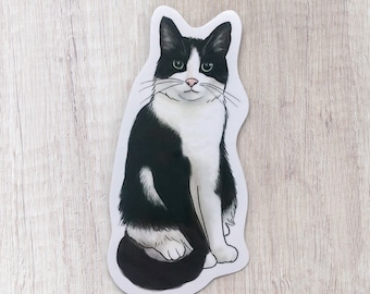 Tuxedo Cat Sticker, 2.15x4 in, Black and White Cat Sticker, Funny Cat Stickers, Laptop Sticker, Notebook Sticker, Cat Lover Gifts, Cat Mom
