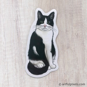 Tuxedo Cat Sticker, 2.15x4 in, Black and White Cat Sticker, Funny Cat Stickers, Laptop Sticker, Notebook Sticker, Cat Lover Gifts, Cat Mom