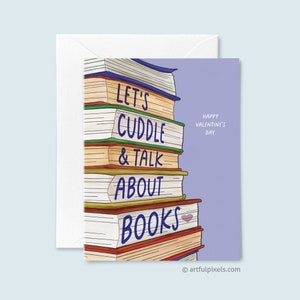 Book Lovers Nerdy Valentines Day Card, Geeky Romance Love Card, Valentines Day Gift for Him, Bookworm Valentine Card for Her, Love Books