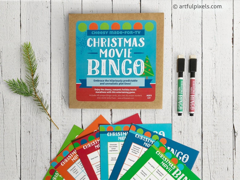 Christmas Movie Bingo Game Box Set 40 Reusable Cards. Watch | Etsy