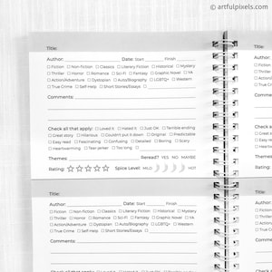 Reading Journal Book Log for Tracking and Reviews, Handmade Illustrated Book Lover Gift, 5.5x8.5" image 2