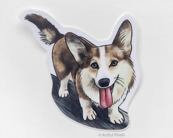 Cardigan Welsh Corgi Dog Sticker, Hand-Drawn Artwork, Dog Mom Gift, Waterproof Matte Vinyl 3"