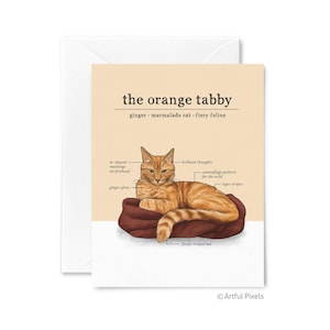 Orange Tabby Cat Greeting Card, Ginger Cat Card, Just Because Card, Cat Lover Card, Funny Cat Lady Greeting Card, Fun Cat Chart Generic Card