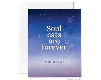 Soul Cats are Forever | Pet Loss Grief & Sympathy Greeting Card | Hand-drawn Art