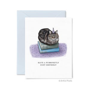 Funny Cat Birthday Card, Bookish Gifts for Book Lovers, Gifts for Cat Lovers, Gifts for Women, Mom Birthday Card, Tabby Cat Gifts for Sister