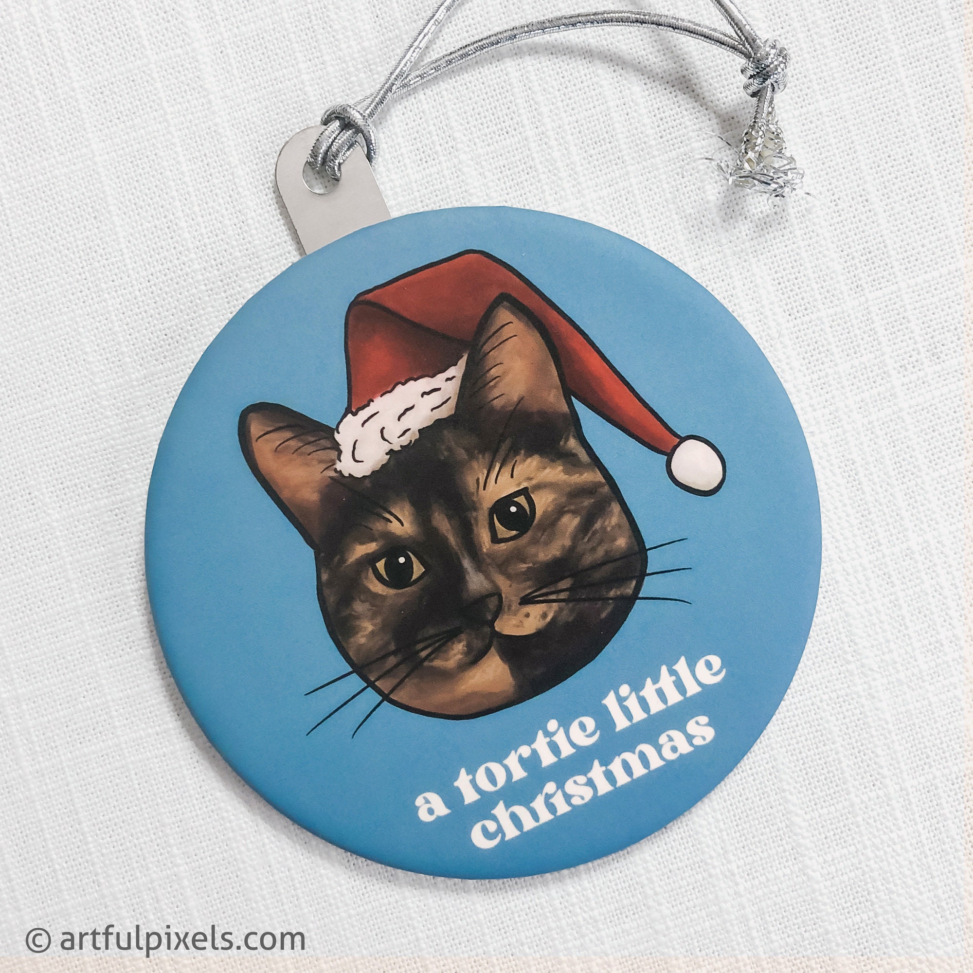 Tortoiseshell Cat Ornament 3.5 Round Metal Tortie Cat Etsy