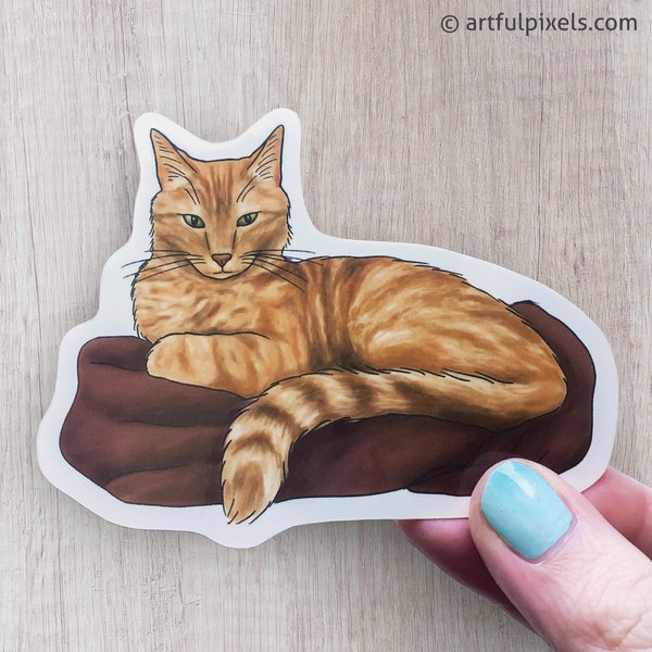 Orange Tabby Cat Sticker, 3.92x3 in, Ginger Cat Sticker, Funny Cat Glossy Sticker, Laptop Sticker, Notebook Sticker, Cat Lover Gift, Cat Mom