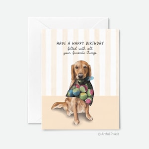 Funny Golden Retriever Birthday Card: Watercolor Dog Art