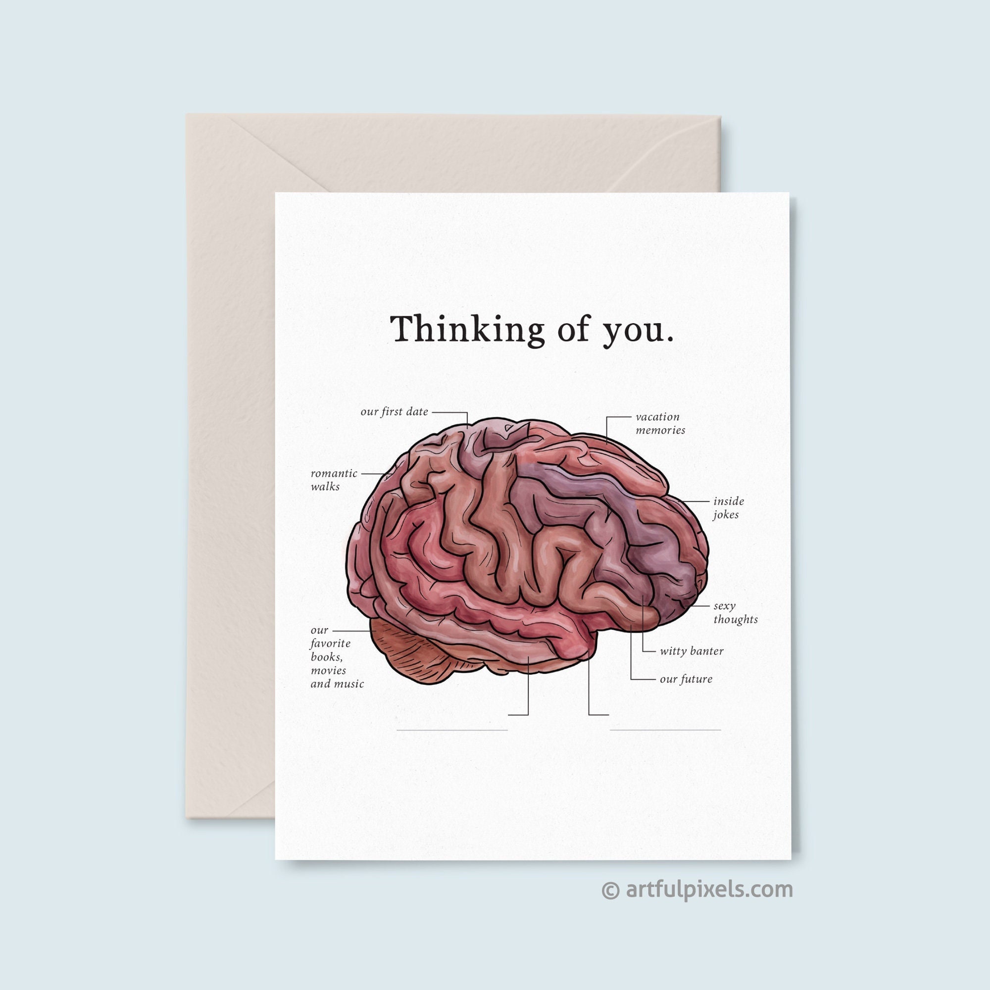 Nerdy Valentine's Day Card, Geeky Romance Anniversary Card, Brain