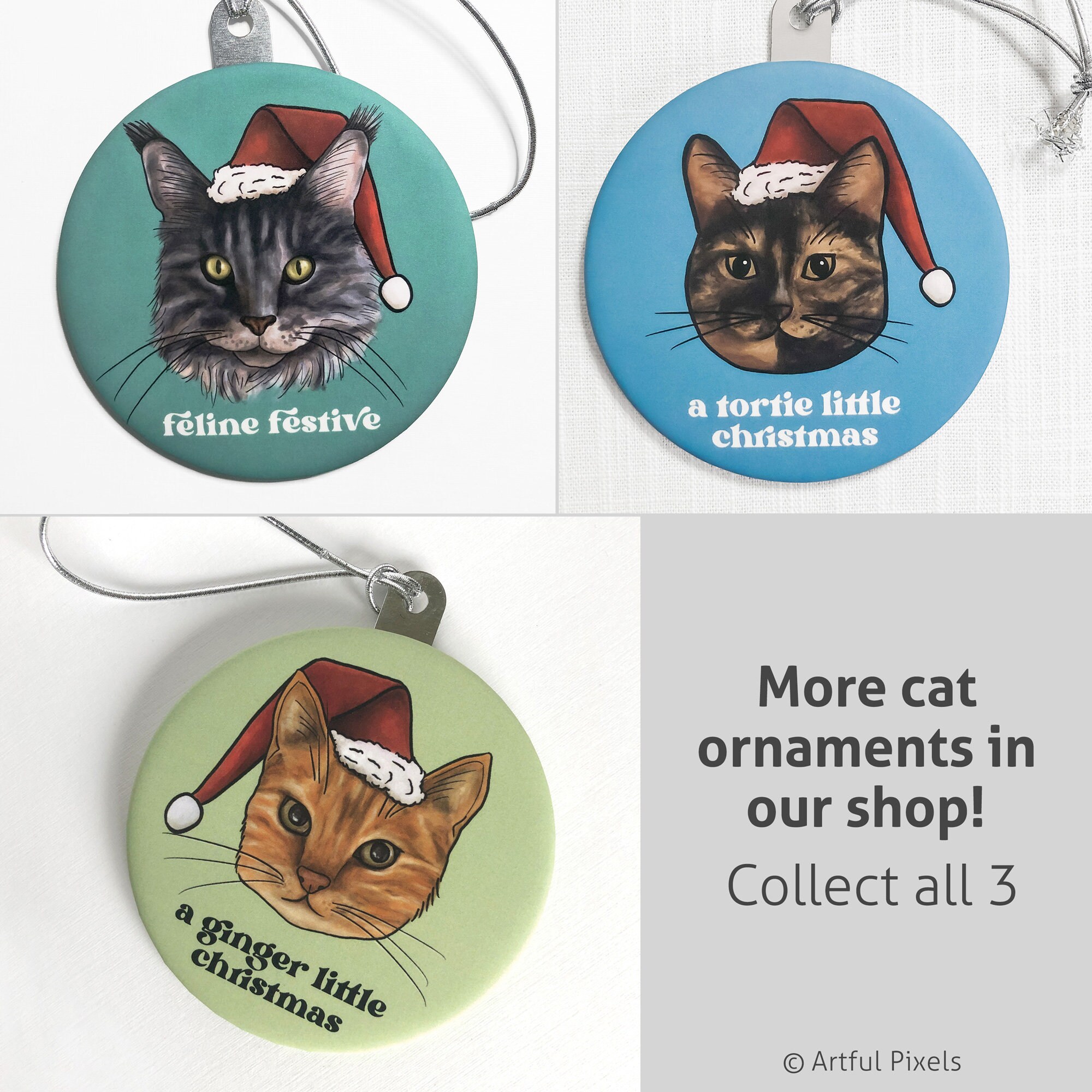 Tortoiseshell Cat Ornament 3.5 Round Metal Tortie Cat Etsy