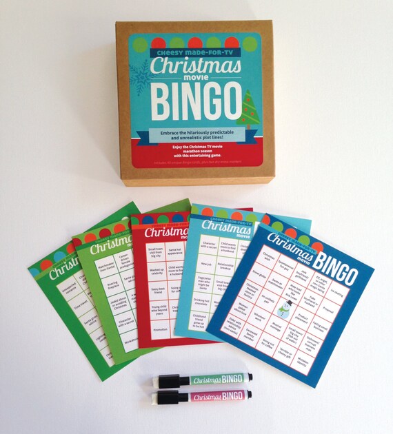 Christmas MOVIE Bingo 40 cards fun for friends holiday | Etsy