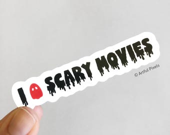 I Ghost Scary Movies Sticker: Horror Lover Gift, Waterproof Matte Vinyl 3.5"