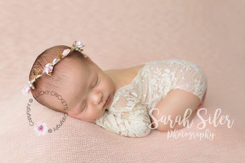 Pink Gold Headband, Gold Baby Headband Newborn Flower Crown Gold Pink Birthday Pink Rose Headband Baby Flower Crown Baby Flower Halo
