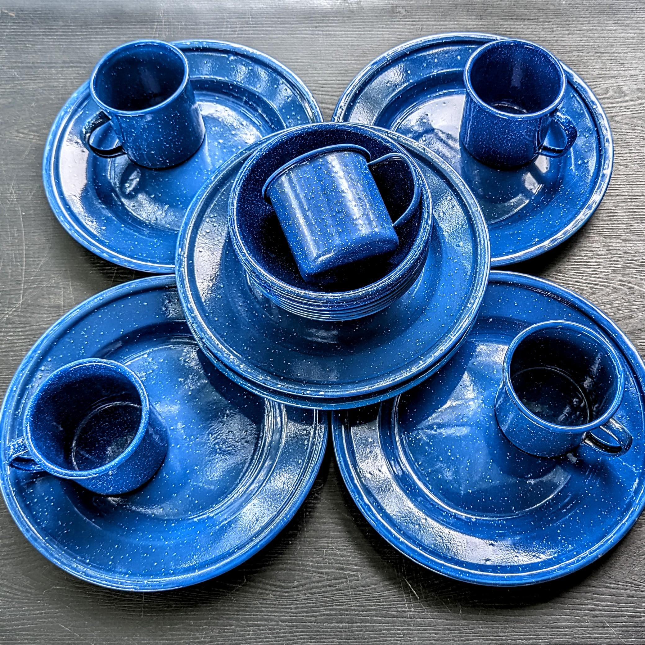 Coleman Dish Set 24-Piece Enamel Dinnerware Set Coleman