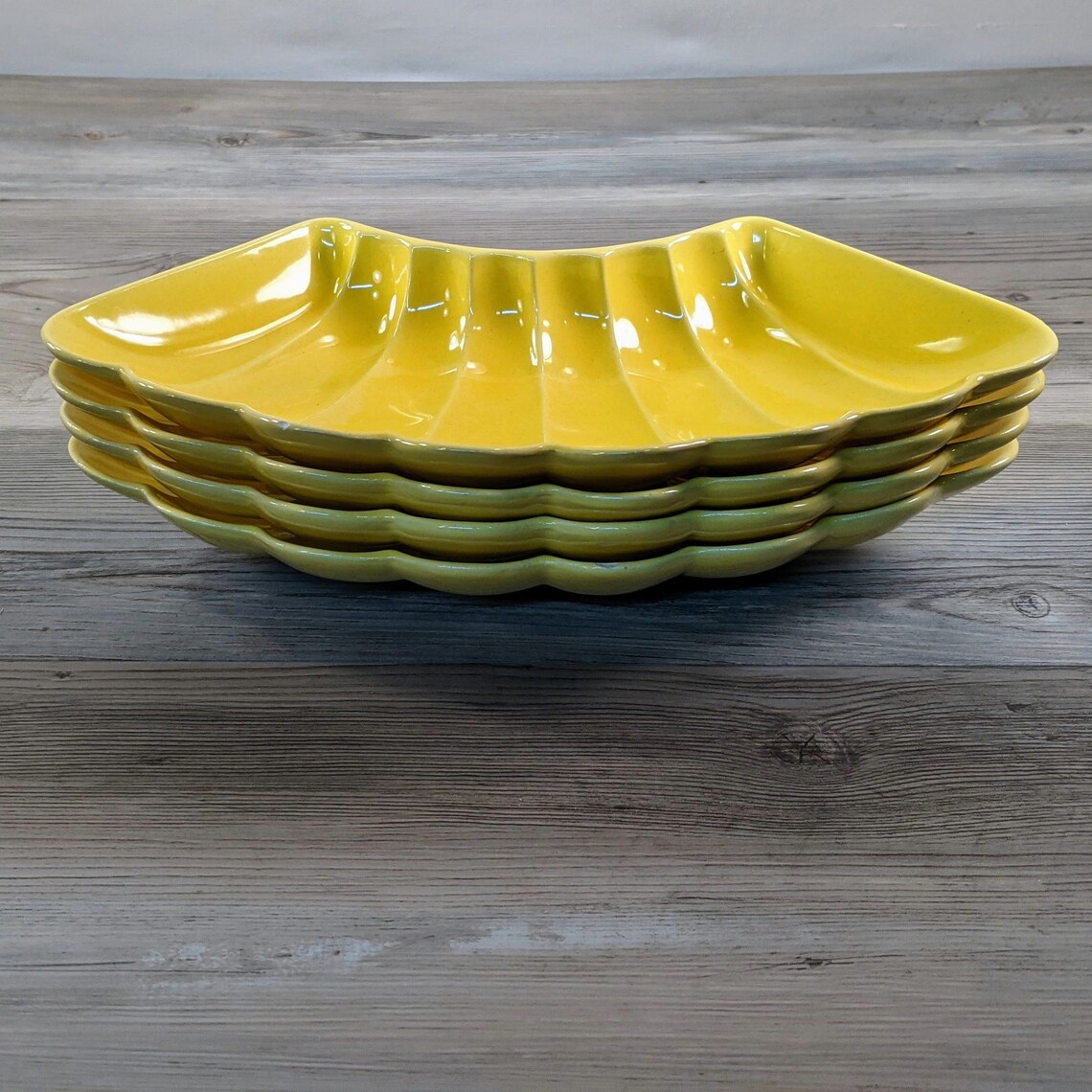 Vintage Lazy Susan Yellow Ceramic Dishes 50s Snack Dishes Etsy