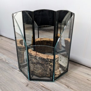 1970&#39;s Terrarium, Mirrored/Glass Oblong Hexagon Arched Planter, Vintage Succulent Display, Vintage Planter, One-of-a-Kind Authentic Decor