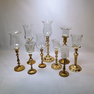 Vintage Glass Votive Holders for Wall Sconces/Brass or Glass Candlesticks, 1970&#39;s Glass Pegged Votive, Accent Candle Gift, GroupB