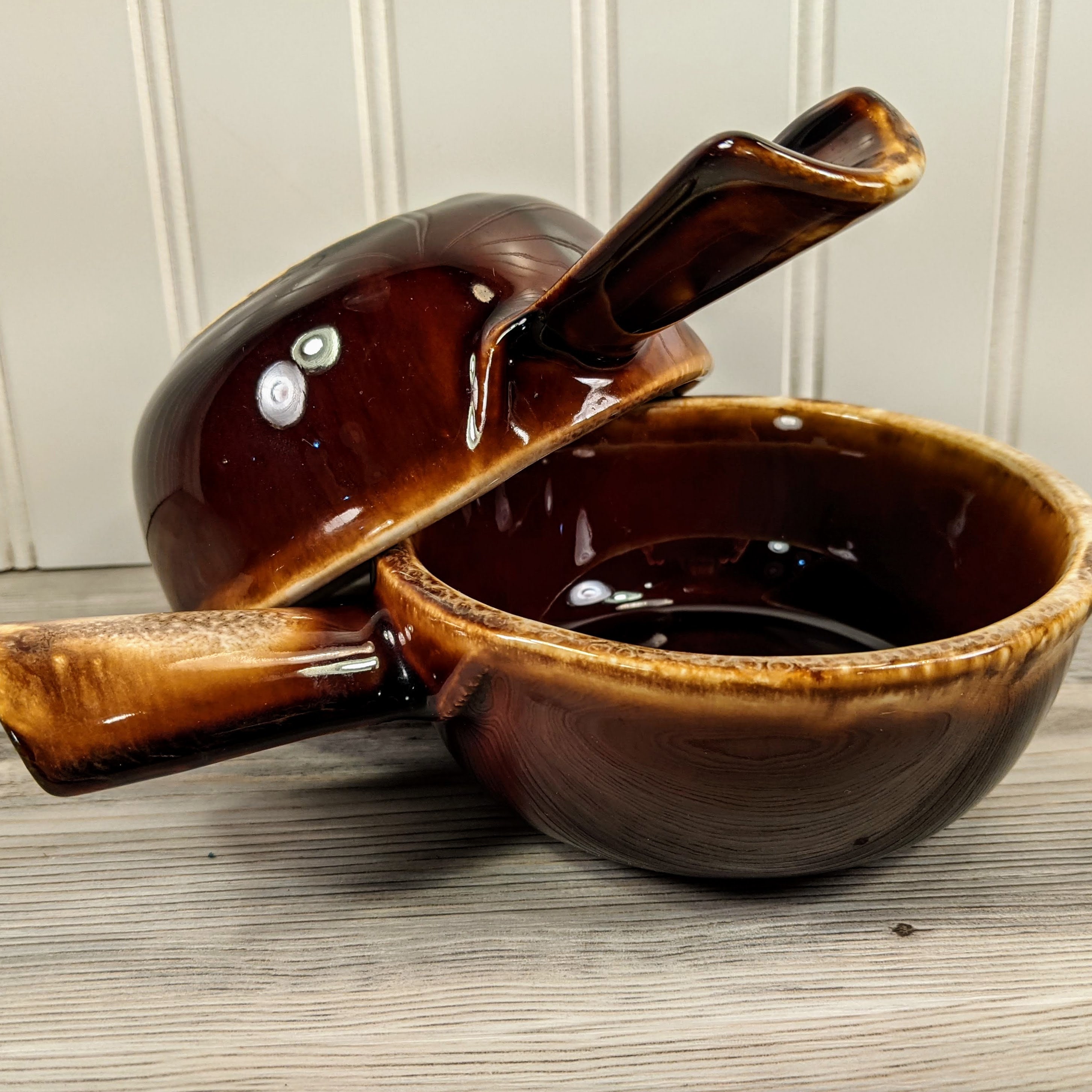 McCoy 7050 Brown Drip Bowls Handled Soup Bowls Vintage Chili Etsy