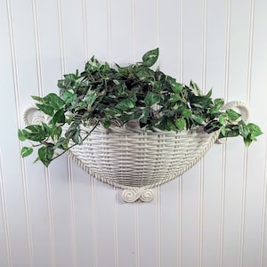 Vintage Homeco Wicker-Look Wall Planter: 1970s Burwood Basket