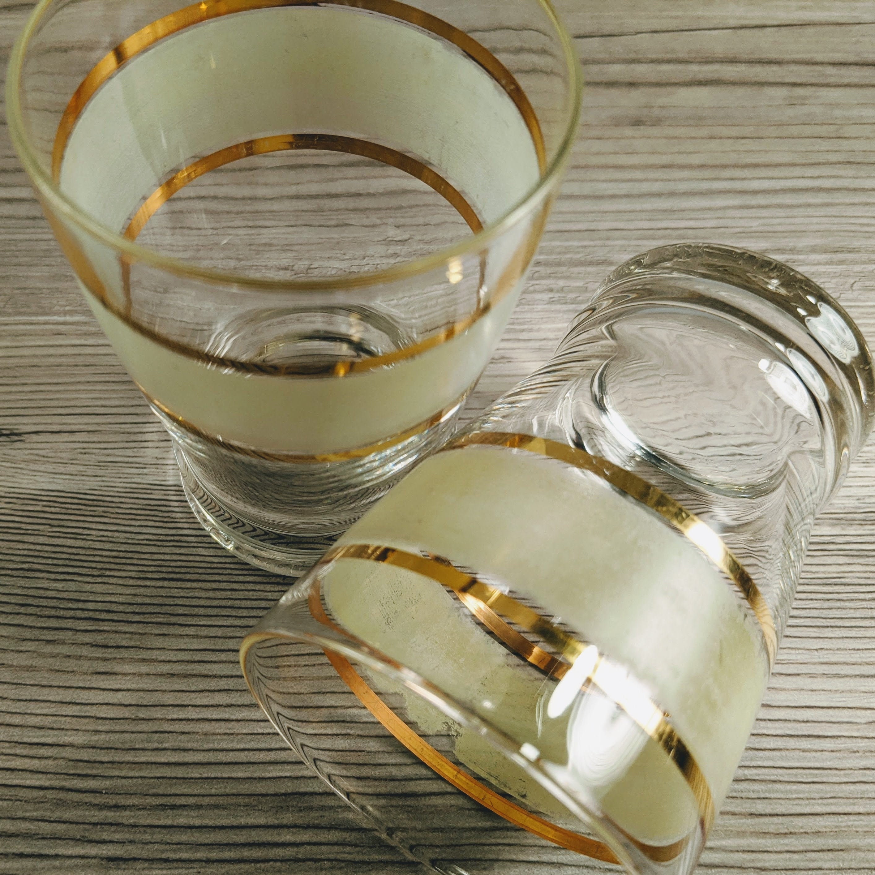 Set of 2 Large Shot Glasses Gold Rimmed Glass Art Deco Etsy