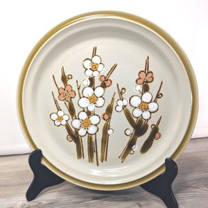 Vintage 1970s Stoneware Platter: Cherry Blossom Decor, Acsons Japan