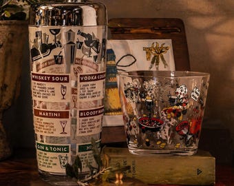 Vintage Cocktail Set | Retro Game Night Decor | Mid Century Bar Conversation Pieces