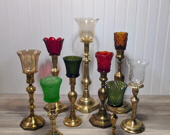 70s Vintage Glass Pegged Votive Holders, Use w/YOUR Candlestick Holders/Candle Wall Sconces, D