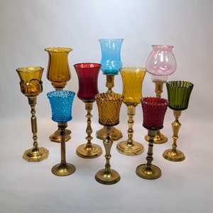 Vintage Colored Glass Pegged Votive Holders for Wall Candle Sconces or Candlestick Holders, 1970s Candle Accent Gift, GRP2