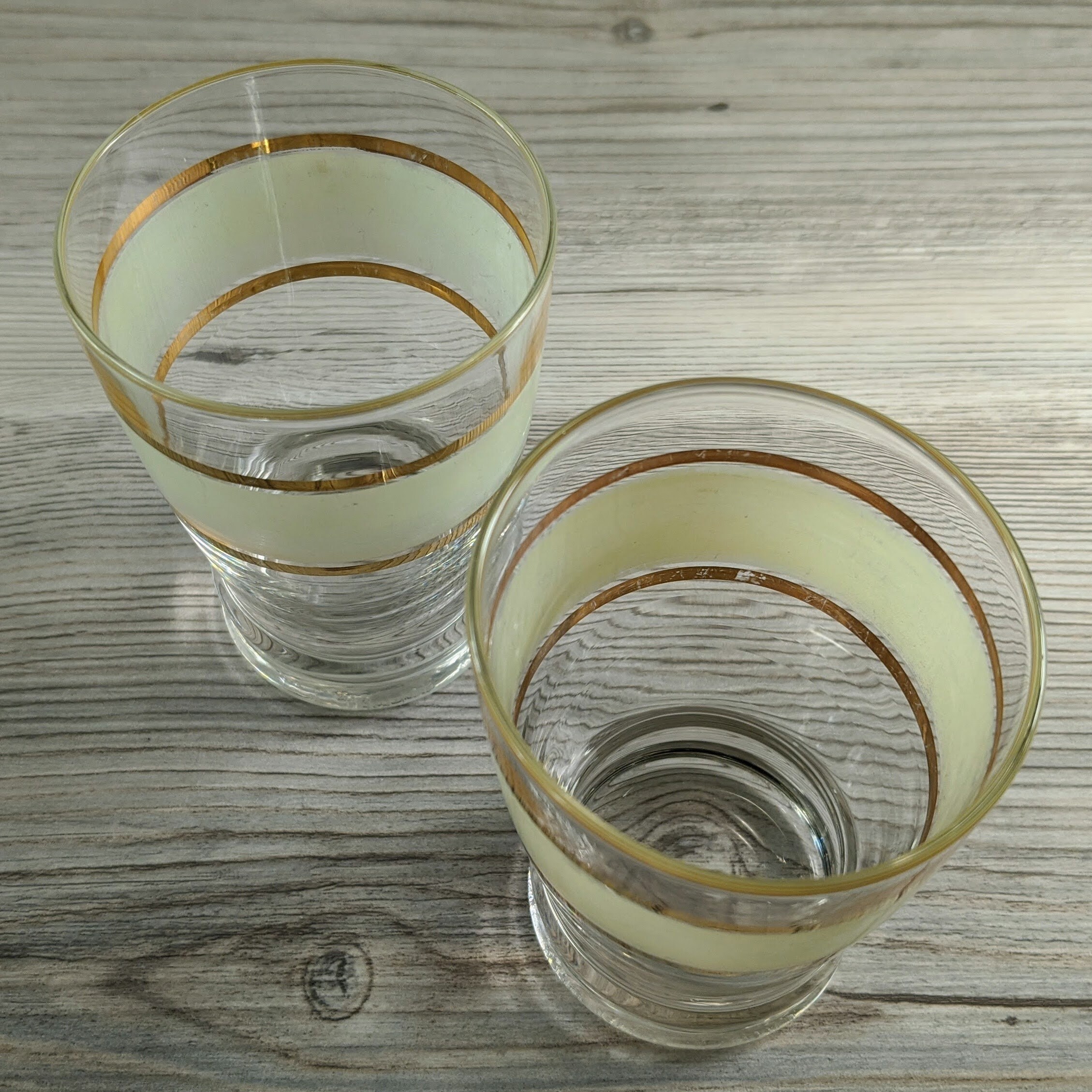 Set of 2 Large Shot Glasses Gold Rimmed Glass Art Deco Etsy