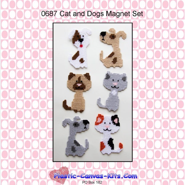 Cats and Dogs Magnet Set-Plastic Canvas Pattern-PDF Download