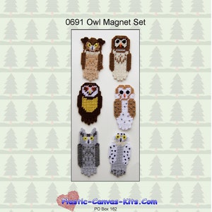 May include: A set of six owl magnets, each featuring a different owl design. The owls are all in various shades of brown, gray, and white. The magnets are perfect for adding a touch of whimsy to any refrigerator or metal surface.