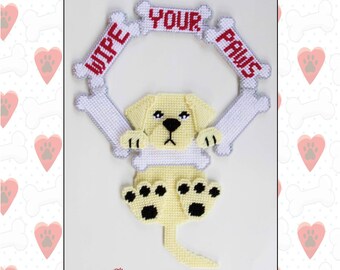 Yellow Labrador Retriever-Wipe Your Paws-Plastic Canvas Pattern-PDF Download