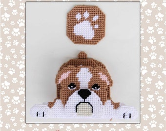 Old English Bulldog 3-D Coaster Set-Plastic Canvas Pattern-PDF Download