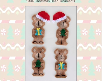 Christmas Bear Ornaments-Plastic Canvas Pattern-PDF Download